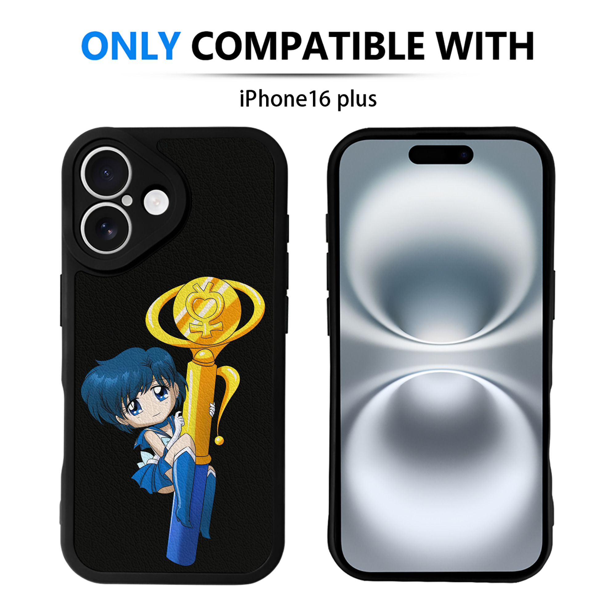（画像用） 美少女戦士セーラームーン 水野 亜美 みずの あみ Sailor Moon Mizuno Ami 【iPhone 16シリーズ対応】シリコンスマホケース（レザー調） 材質：シリコン